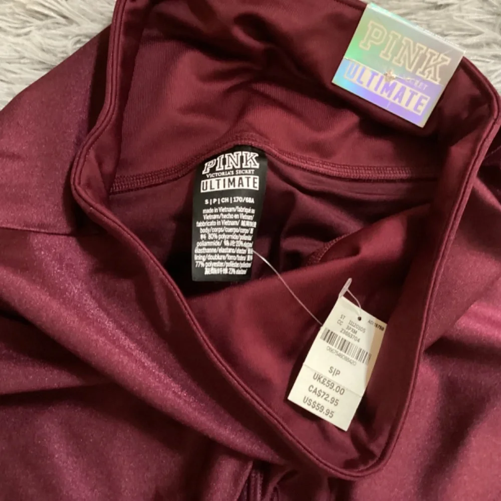Victoria’s Secret Pink High Waist Ankle Legging Maroon/Black Size S